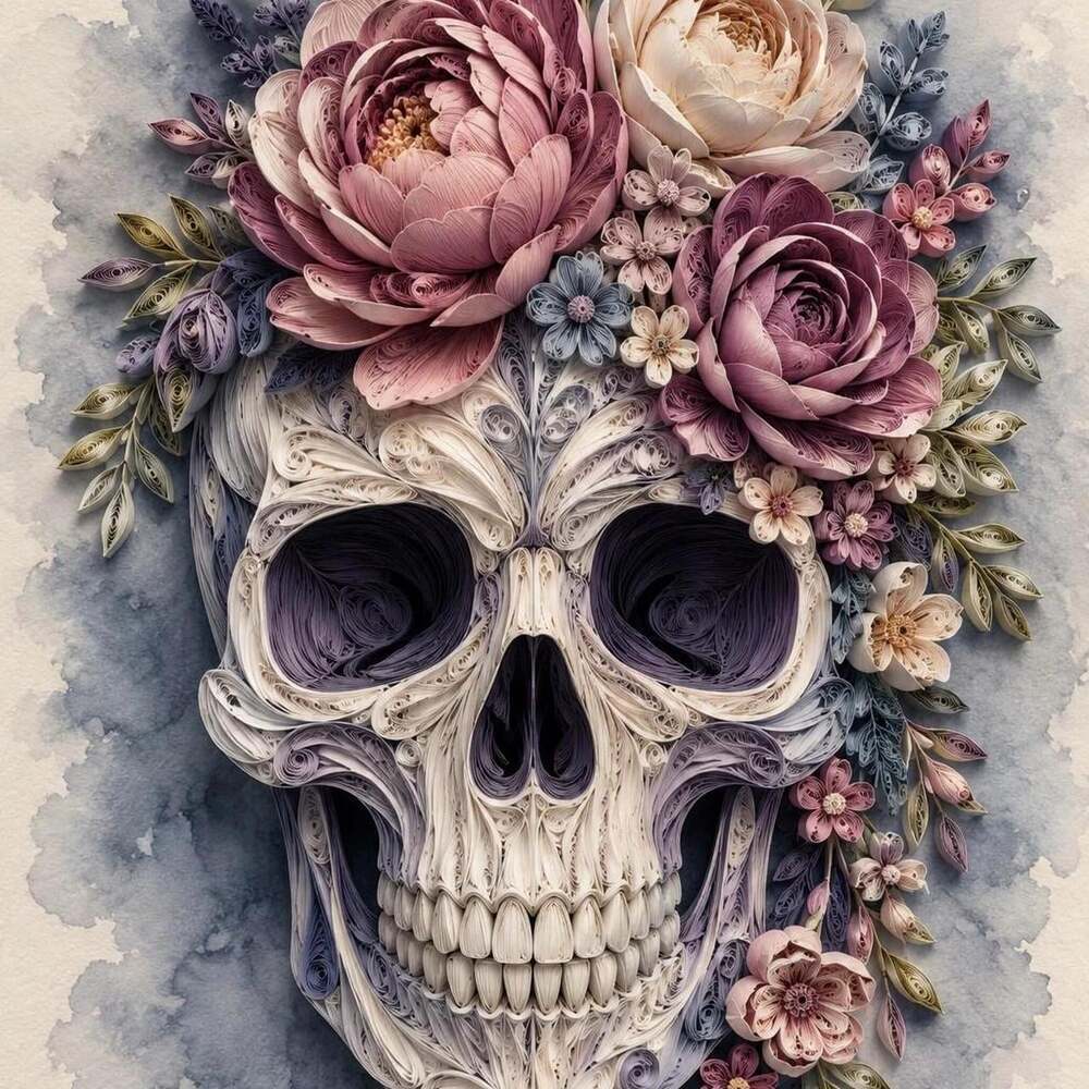 4 X 6 Framed Floral Skull Art 15 D 4